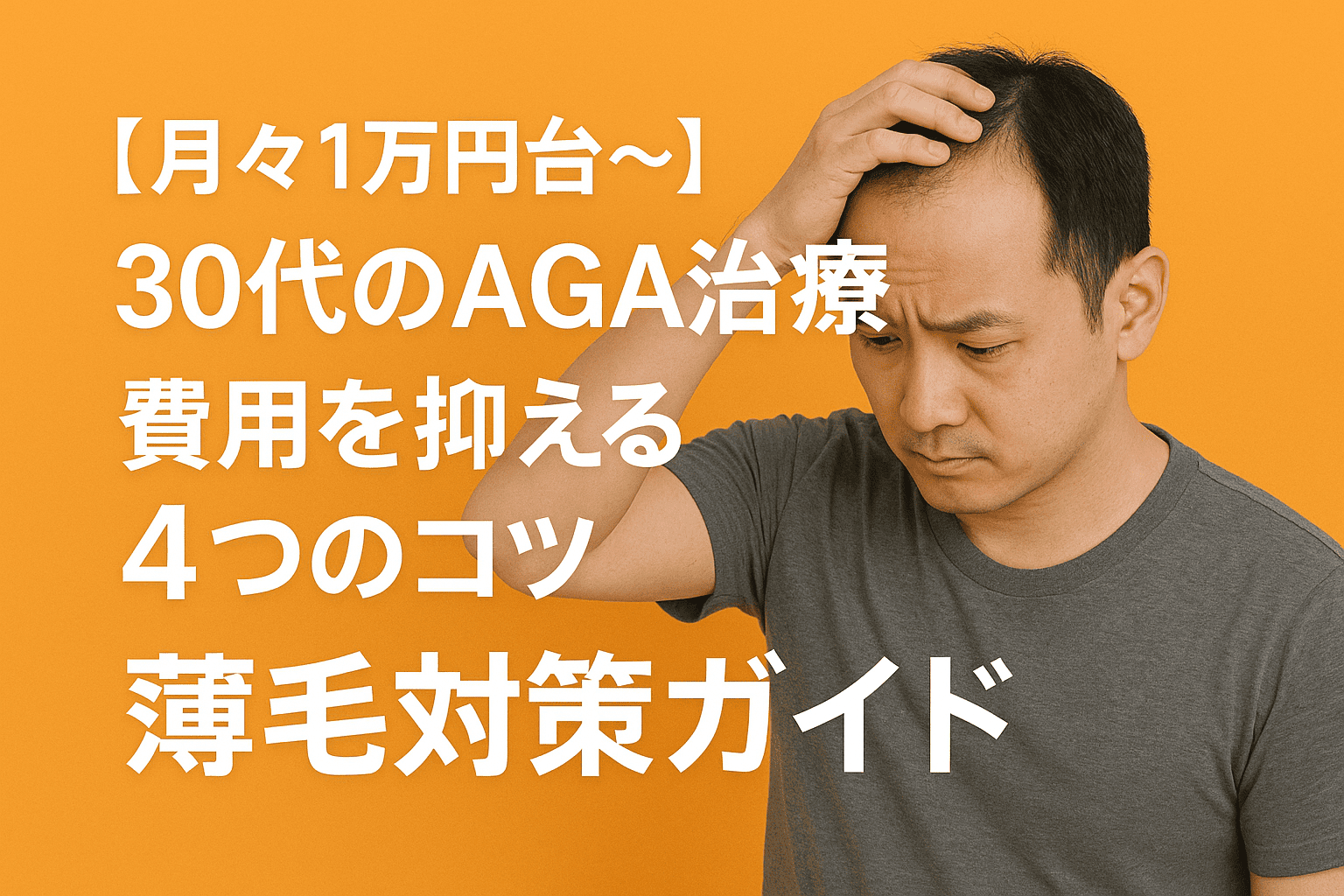 【月々1万円台～】30代のAGA治療、費用を抑える4つのコツ｜薄毛対策ガイド