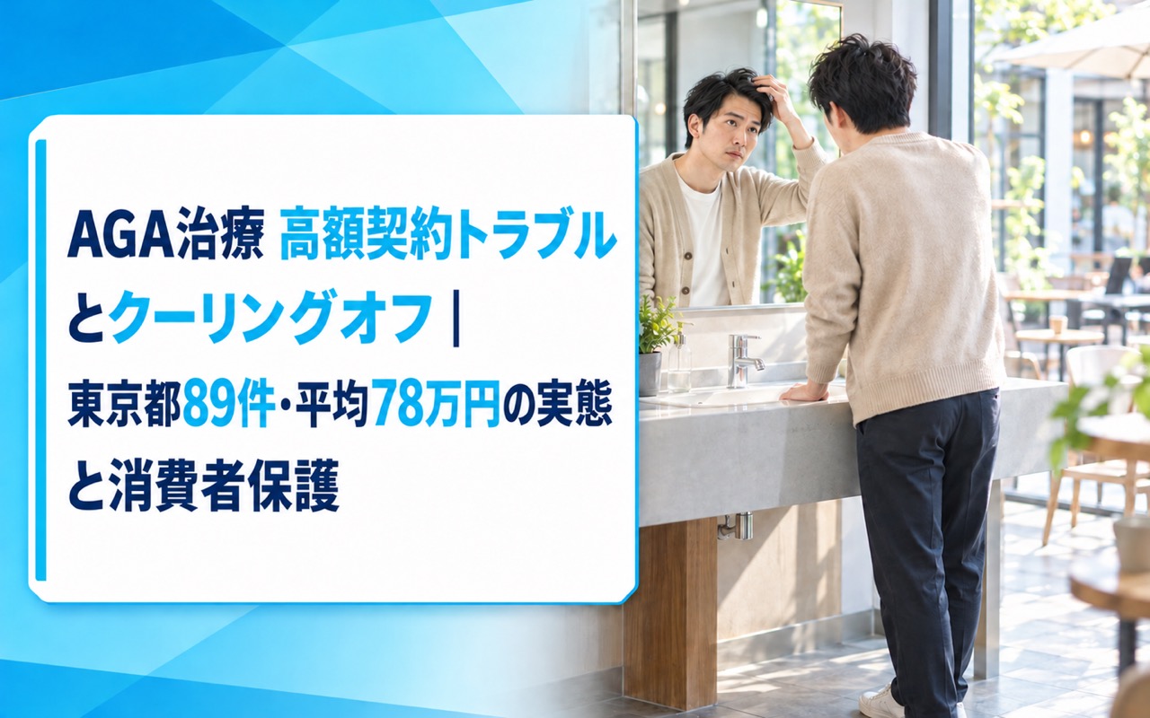 AGA治療 高額契約トラブルとクーリングオフ｜東京都89件・平均78万円の実態と消費者保護